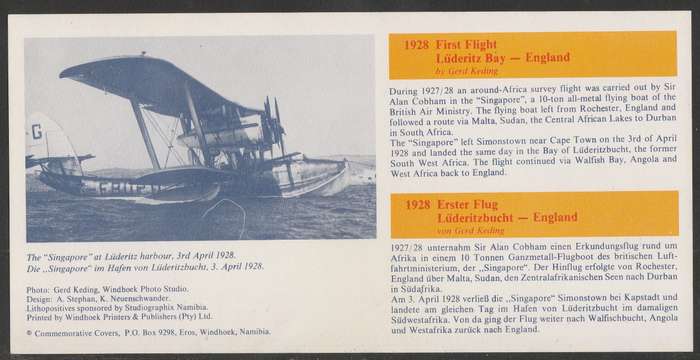AVIATION 1994 AIR NAMIBIA CARD #49 - FIRST BOEING 747SP FLIGHT WINDHOEK TO LONDON