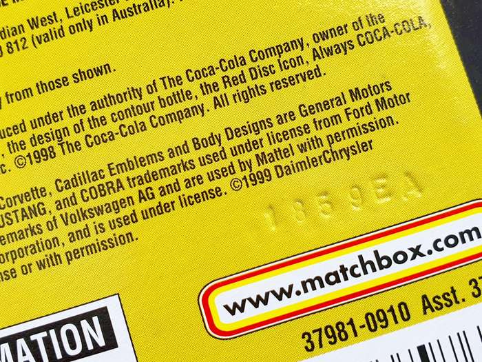 1999 MATCHBOX COLLECTIBLES - COCA-COLA  1955 CHEVY BEL AIR HARD TOP