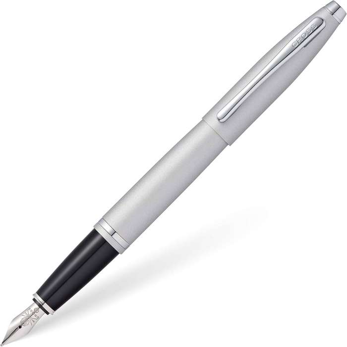 Cross Calais Refillable Fountain Pen Satin Chrome - Medium Point, Black Ink
