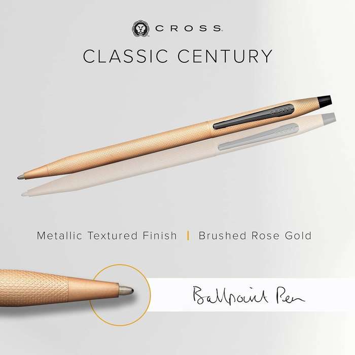 Cross Classic Century Brushed Rose Gold Ballpoint Pen - Medium Point, Black