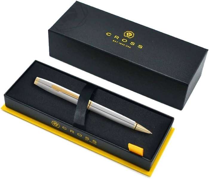 Cross Coventry Chrome and Gold Ballpoint Pen - Medium Point, Black Ink,