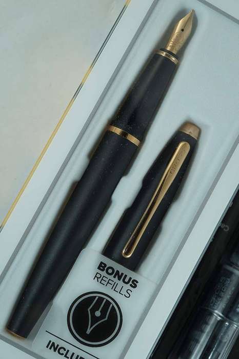 Cross Limited Collection Matte Black Rose Gold Appointments Calaise M point Fountain Pen
