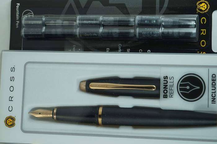 Cross Limited Collection Matte Black Rose Gold Appointments Calaise M point Fountain Pen