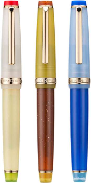 JINHAO 82 Fountain Pen Transparent Mixed Classic Color Acrylic Medium Point Gold Trim with Converter