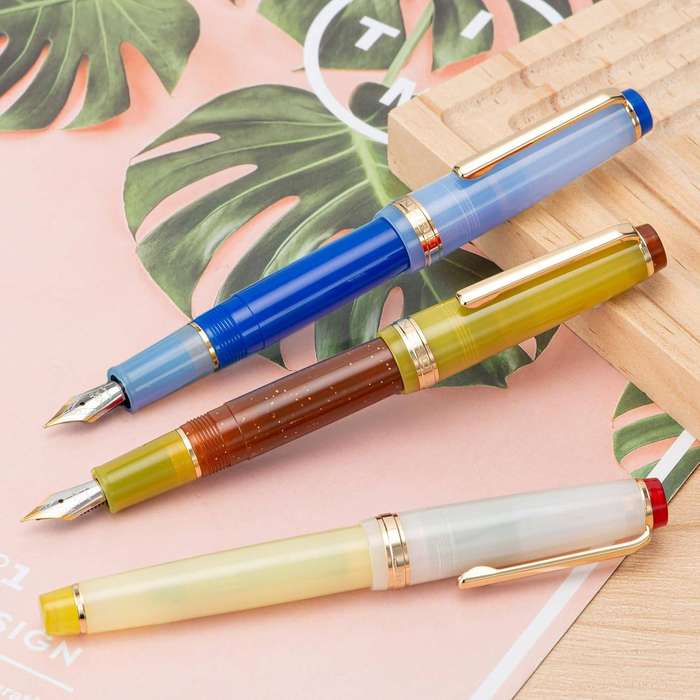 JINHAO 82 Fountain Pen Transparent Mixed Classic Color Acrylic Medium Point Gold Trim with Converter