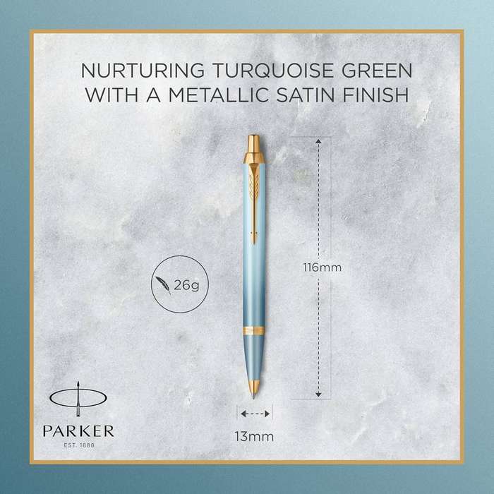 PARKER IM RITUAL BALLPOINT PEN M NIB  GREEN GT - BLUE INK