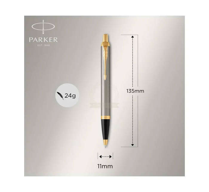Parker IM Brushed Metal Gold Trim Ballpoint Pen