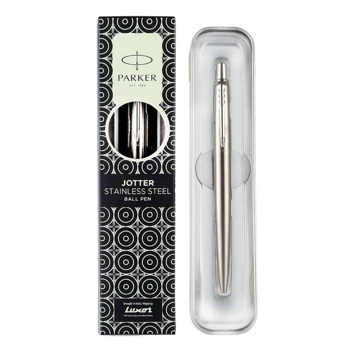 PARKER JOTTER LONDON STAINLESS STEEL GOLD AND SILVER BALL PEN