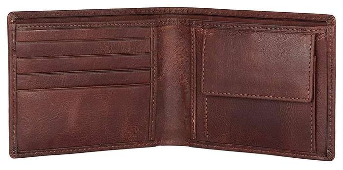 Wild Horn RFID Protected Leather Wallet for Men -2 Currency Compartment - 6 Card Slots - 1 Coin Poc