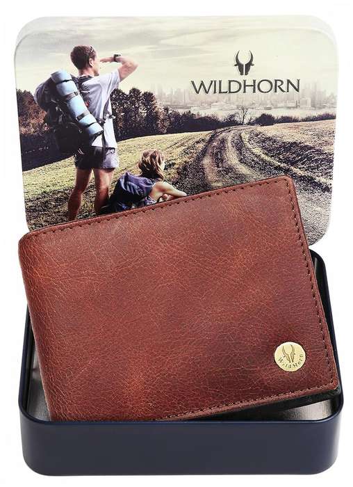Wild Horn RFID Protected Leather Wallet for Men -2 Currency Compartment - 6 Card Slots - 1 Coin Poc