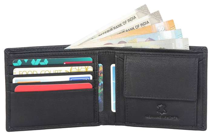 NAPAHIDE RFID Protected Leather Wallet for Men I 2 Currency Compartment I 10 Card Slots I