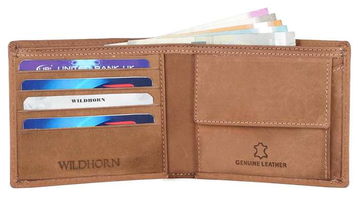 NAPAHIDE RFID Protected Leather Wallet for Men I 2 Currency Compartment I 10 Card Slots I