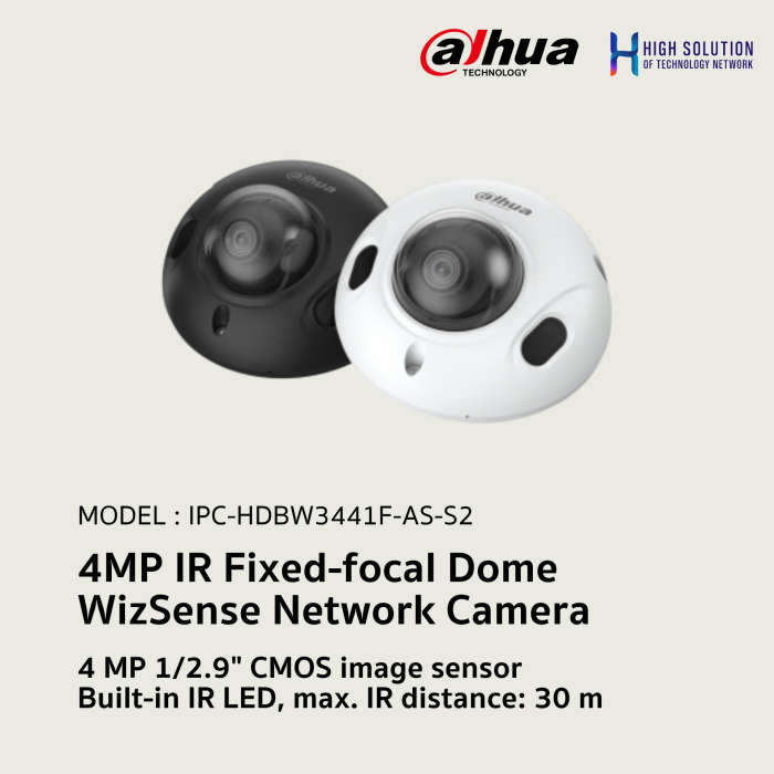 DAHUA IPC-HDBW3441F-AS-S2 4MP IR Fixed-focal Dome WizSense Network Camera with Audio @R1 NR