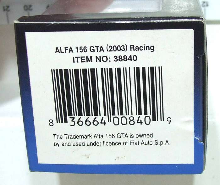RIKCO HO: Highly Detailed ALFA 156 GTA RACING 2003  in Like New Boxed Condition.