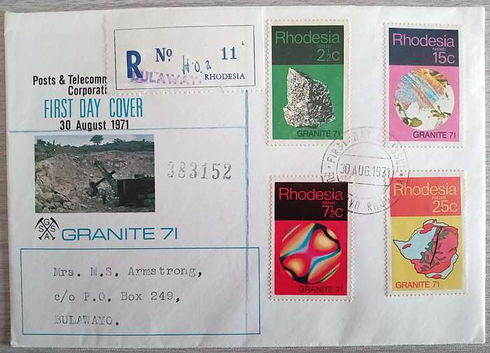 1971 Addressed Rhodesia First Day Cover. "Granite71"