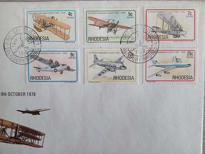 1978 Rhodesia First Day Cover. 75th Anniversary of Powered Flight.
