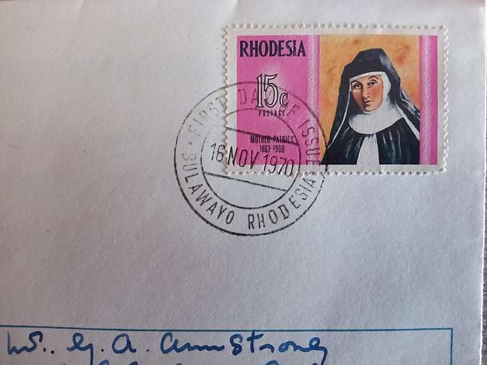 1970 Addressed Rhodesia First Day Cover. Famous Rhodesians. Mother Patrick.