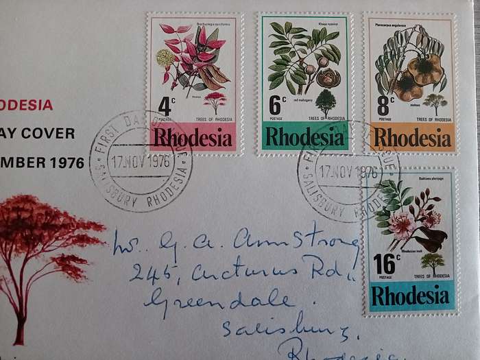 1976 Addressed Rhodesia First Day Cover. Rhodesian Trees.