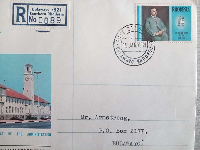 1969 Addressed Rhodesia First Day Cover. Famous Rhodesians. Sir William Henry Milton.