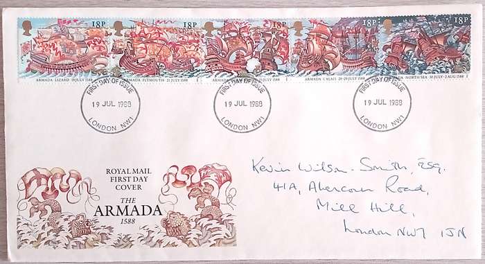 England 1988 Addressed FDC The Armada 1588.
