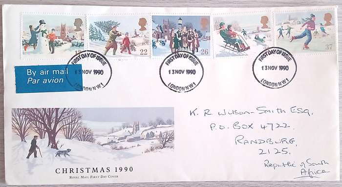 England 1990 Addressed FDC Christmas 1990.