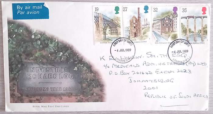 England 1989 Addressed FDC Industrial Archaeology.