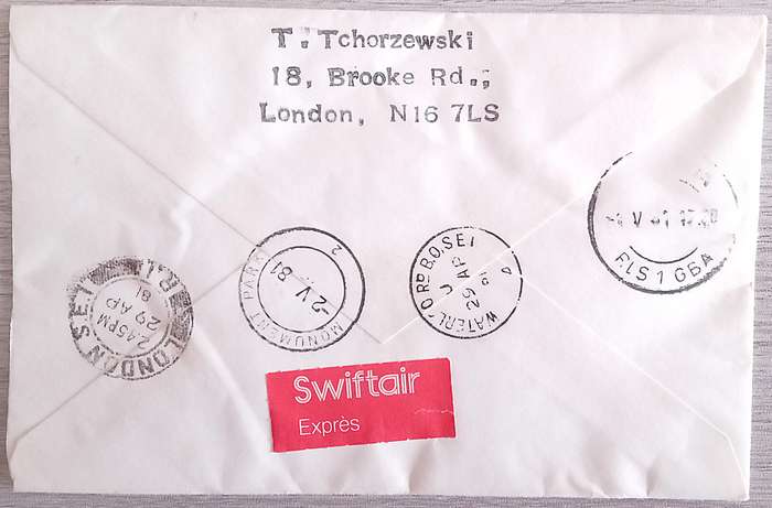 England Addressed Cover.