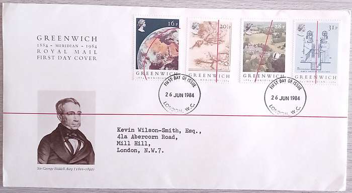 England 1984 Addressed First Day Cover GREENWICH 1884-MERIDIAN-1984.