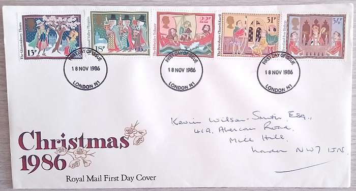England 1986 Addressed First Day Cover Christmas 1986.