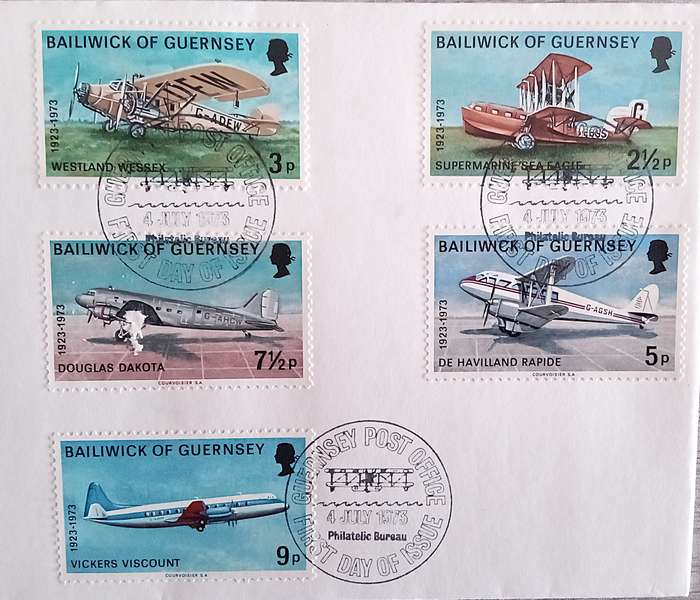 1973 First Day Cover 50 YEARS of air service 1923-1973 U.K.-GUERNSEY.