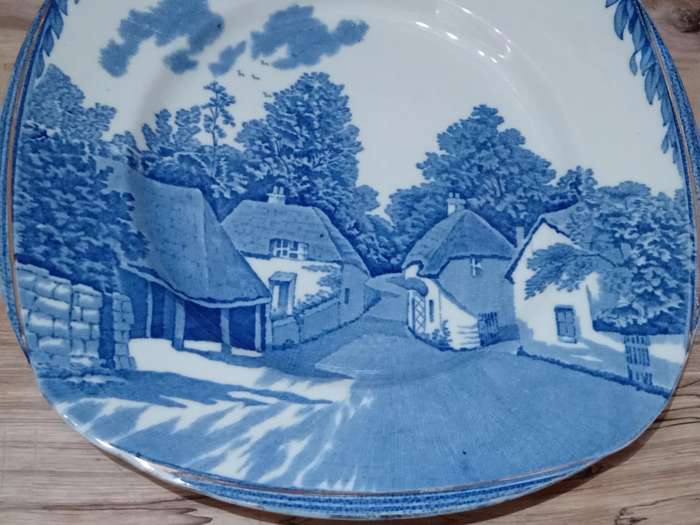 Burleigh Ware Britain Beautiful Cockington Force Blue and White display plate