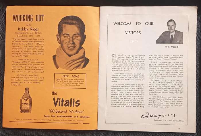 1949 Official Souvenir Australian Mixed Lawn Tennis Team South African Tour. with signatures