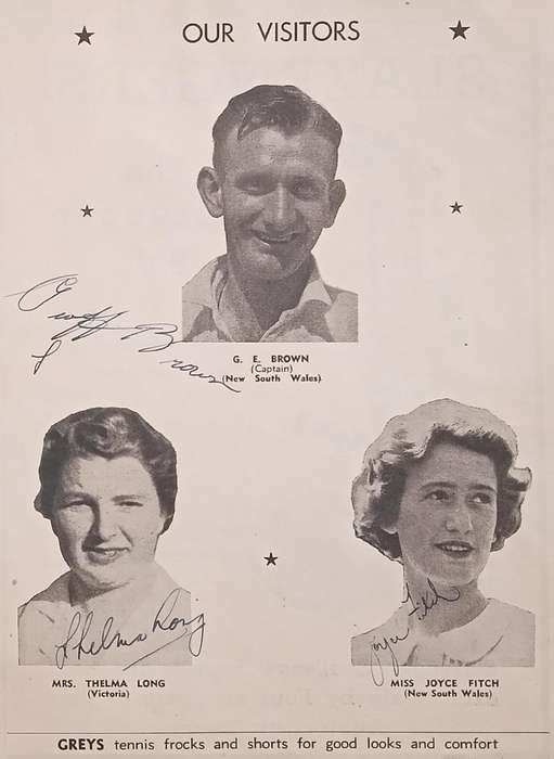 1949 Official Souvenir Australian Mixed Lawn Tennis Team South African Tour. with signatures