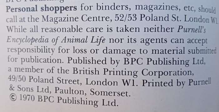 1970 Purnell's Encyclopedia Of Animal Life No83 (Vol6 No3 )