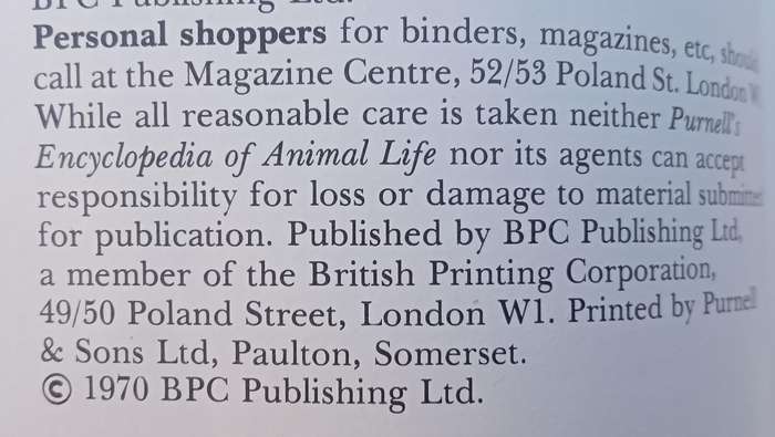 1970 Purnell's Encyclopedia Of Animal Life No84 (Vol6 No4)