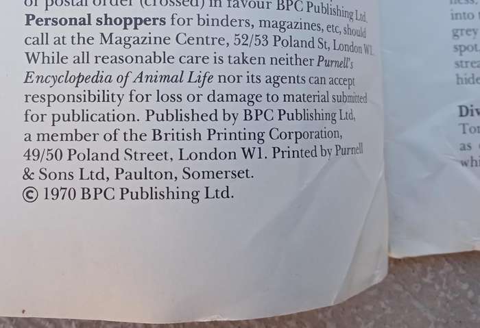 1970 Purnell's Encyclopedia Of Animal Life No88 (Vol6 No8)