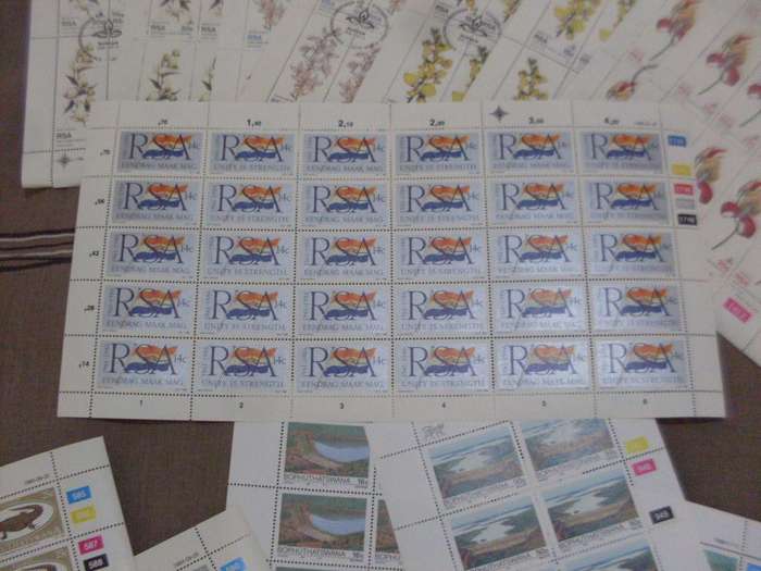 25 FULL  POSTAL SHEETS OF STAMPS OF SA AND OTHER COUNTRIES