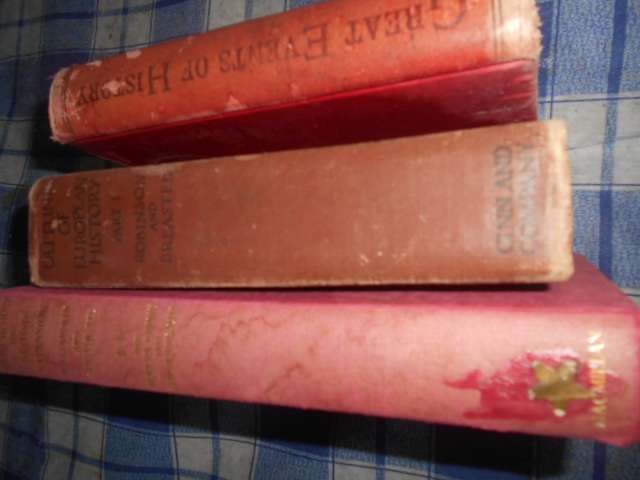 3 old history books: Great Events of hstory,1910, Outlines European history,  British Expansion 1967