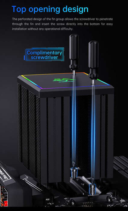 SNOWMAN MT660 - 260W, 6 Heat pipes, ARGB+PMW, CPU Cooler, Fan, Intel AMD compatibility[BLACK COLOUR]