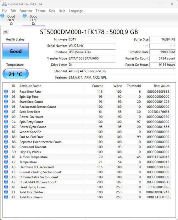 5 Terabyte - Seagate Barracuda ST5000DM000-1FK178 3.5-Inch Internal Hard Drive, SATA 3, 5980 RPM HDD