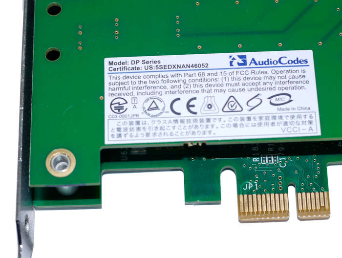 DP Series AudioCodes, SmartWORKS DP T1/E1 Passive Tap Card