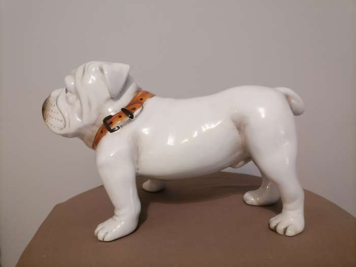 Porcelain English Bull Dogs - Large 23 CM H - 39 CM L ( NEAR MINT) - Small 18 CM H - 18 CM L (VG+)