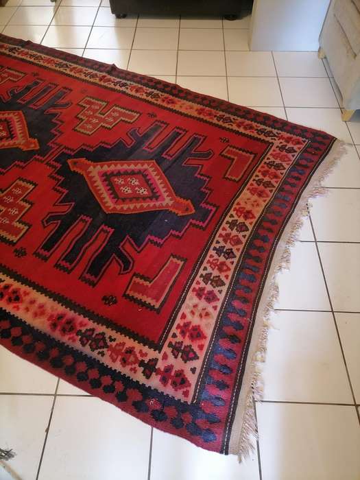 Vintage Kilim Area Rug - Red Afghan Hand knotted Natural Wool & Cotton Dyes Rug - 3,2 M X 1,7 M