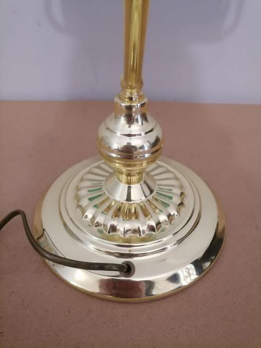 Gold Tone with Green Shade Desk Lamp