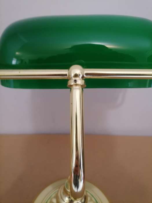 Gold Tone with Green Shade Desk Lamp
