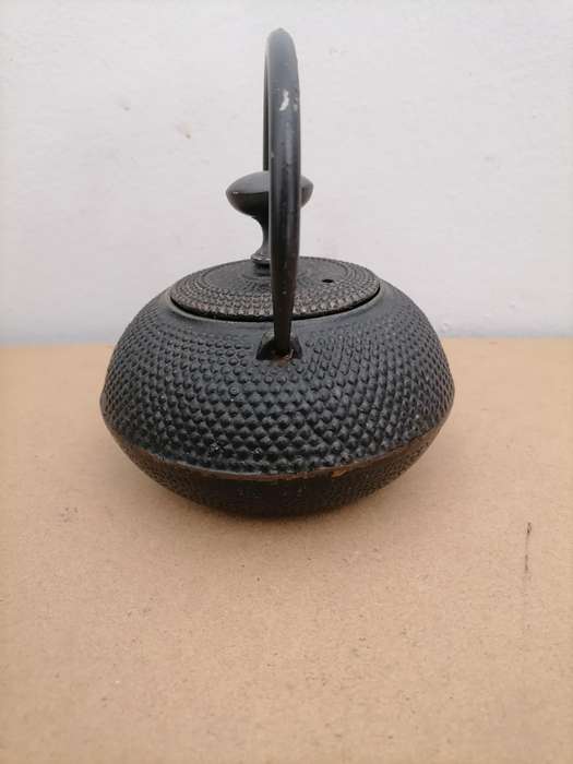 Vintage Nanbu Tekki Japanese Cast Iron Teapot Kettle - ENAMEL Glazed Safe to use