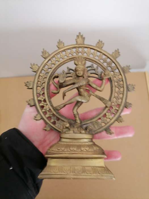 Statue of shiva nataraja, lord of dance isolated - SOLID BRONZE STATUE - 22CM H X 18 CM CIRCLE