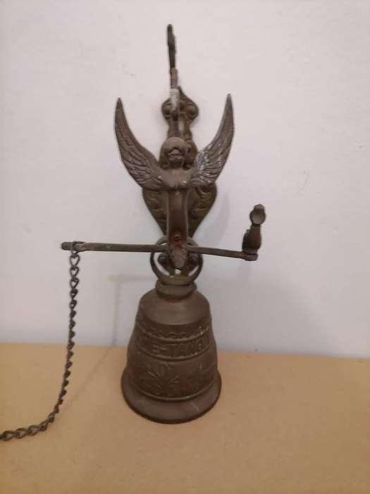 Vintage Bronze German bell with angle mount & pull chain - AMAZING - Bell Works
