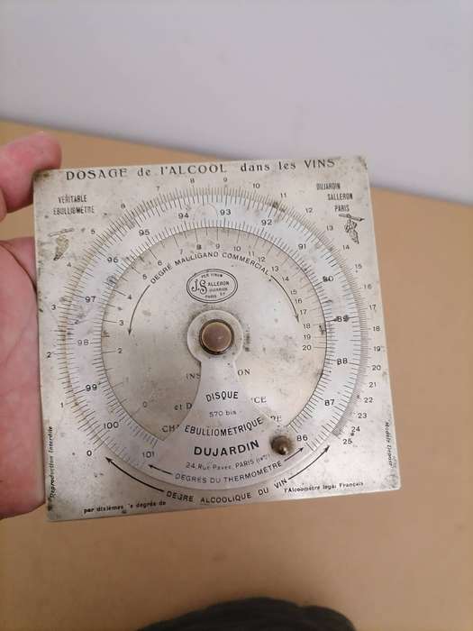 1870's - Dujardin-Salleron Ebulliometer calculation disk - To make Alcohol, Ciders or wines