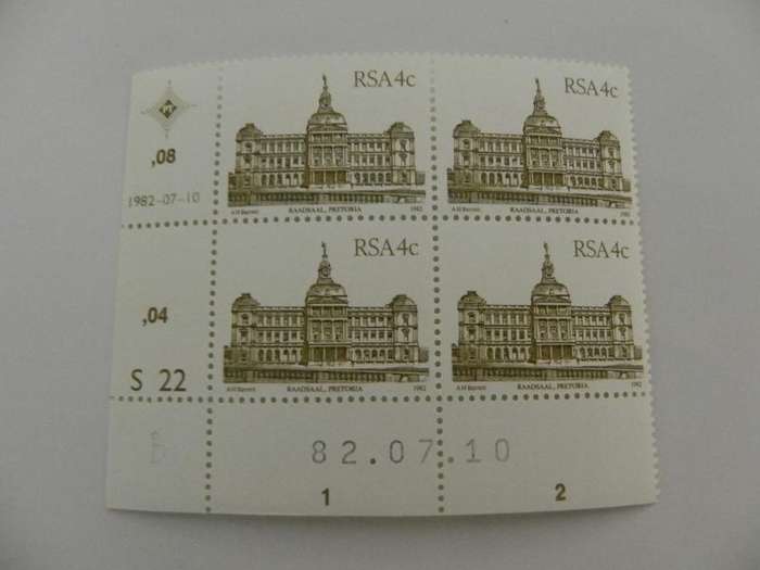 RSA 4th Definitive Series (1982) - 4c Mint Control Block #S22 Dated 82.07.10